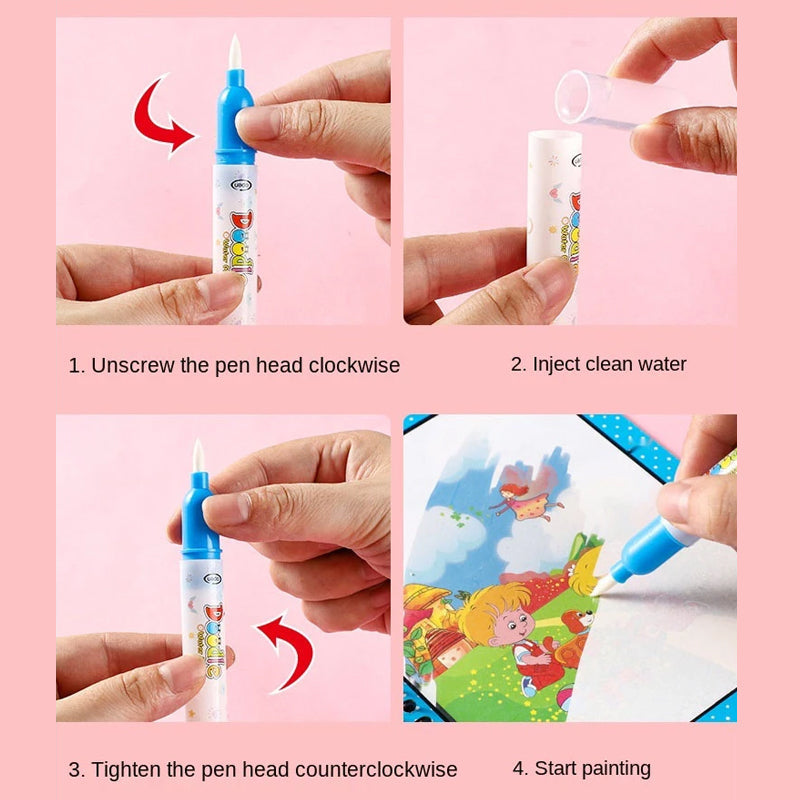 Portable Magic Water Coloring Book for Kids