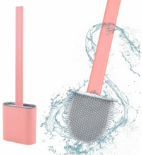Silicone Toilet cleaner Brush non-Slip Long Handle with Toilet Brush Holder