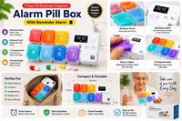 ( FREE HOME DELIVERY ) Alarm Pill Box-7 Days Pill Dispenser Organizer with Reminder Alarm