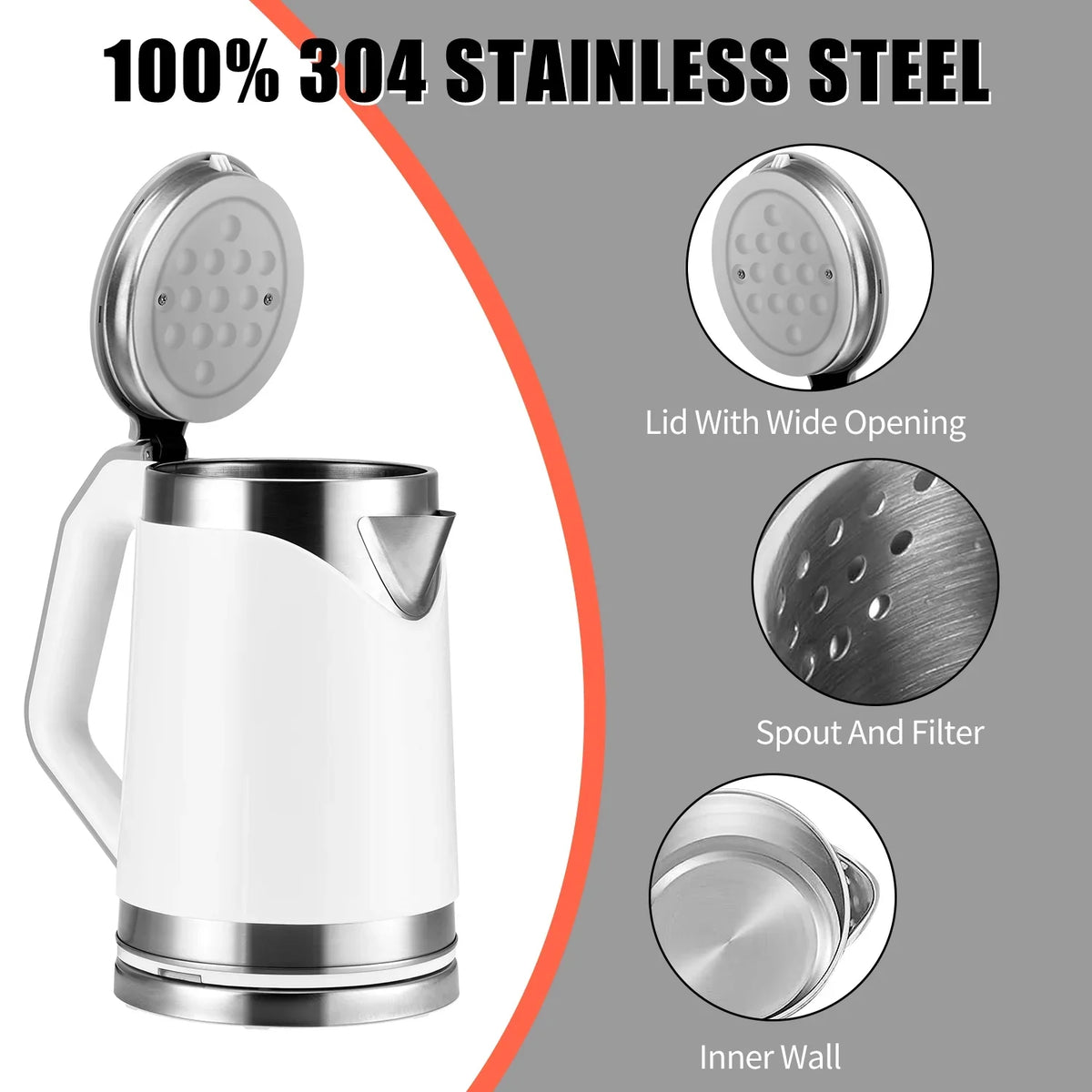 Small Portable Electric Tea Kettle – 2.0L Mini Travel Water Boiler