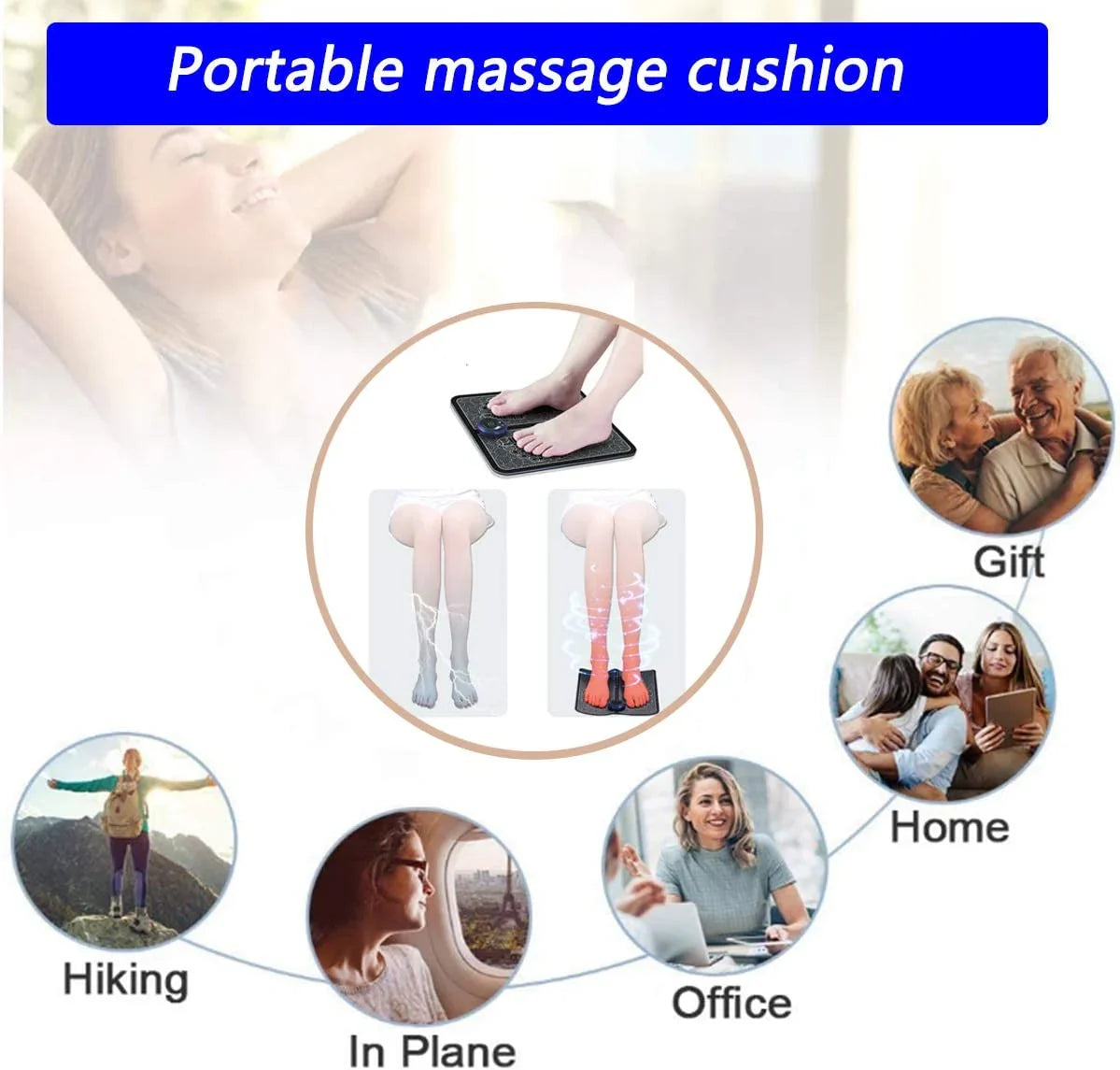 Rechargeable Portable EMS Electric Foot Massage Pad Feet Simulator