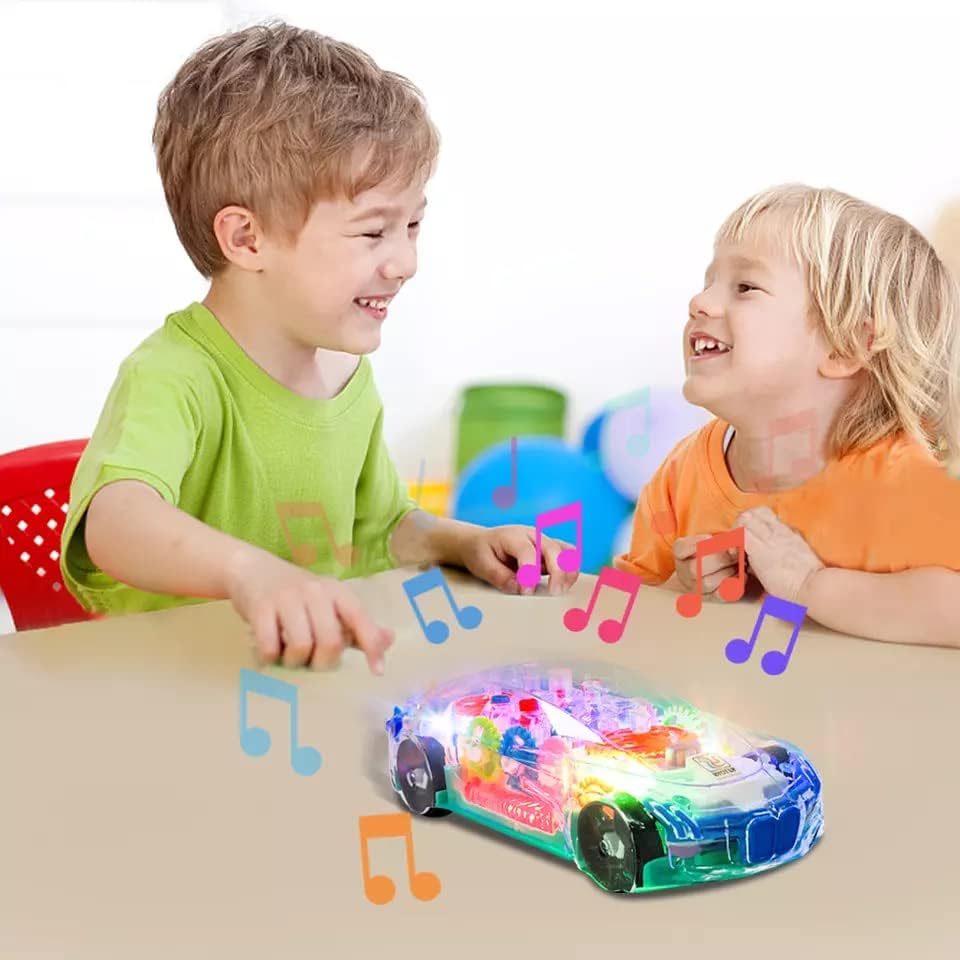 (FREE HOME DELIVERY) Transparent 3D Gear Racing Car Toy – Light & Sound Educational Toy for Kids