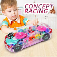 (FREE HOME DELIVERY) Transparent 3D Gear Racing Car Toy – Light & Sound Educational Toy for Kids