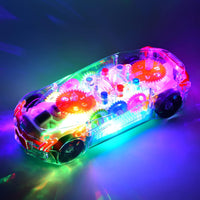 (FREE HOME DELIVERY) Transparent 3D Gear Racing Car Toy – Light & Sound Educational Toy for Kids