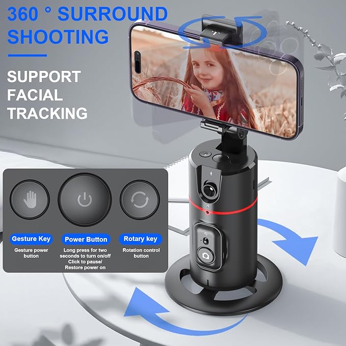 Auto Face Tracking Tripod,360° Rotation Mobile Holder for Smart Video Shoot with Remote