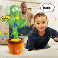 Dancing Cactus Toy with Recording - Rechargable /Cell Operated Plush Funny Electronic Shaking Cactus Singing Dancing