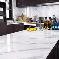 (Pack of 5) Self Adhesive White Marble Sheet for Kitchen / Waterproof Anti Oil & Heat Resistant Wallpaper Sheet (2 Feet x 6.5 feet)
