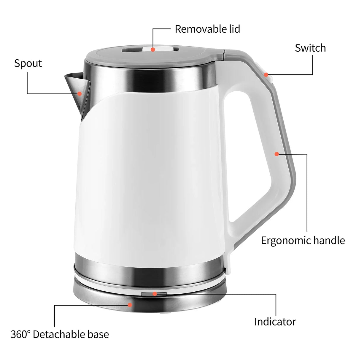 Small Portable Electric Tea Kettle – 2.0L Mini Travel Water Boiler