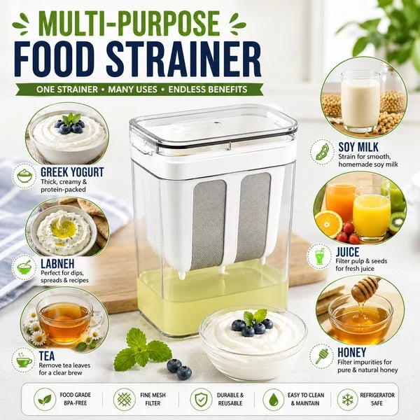 ( FREE HOME DELIVERY ) Homemade Greek Yogurt Maker 1100ml | Multipurpose Food Filter Strainer