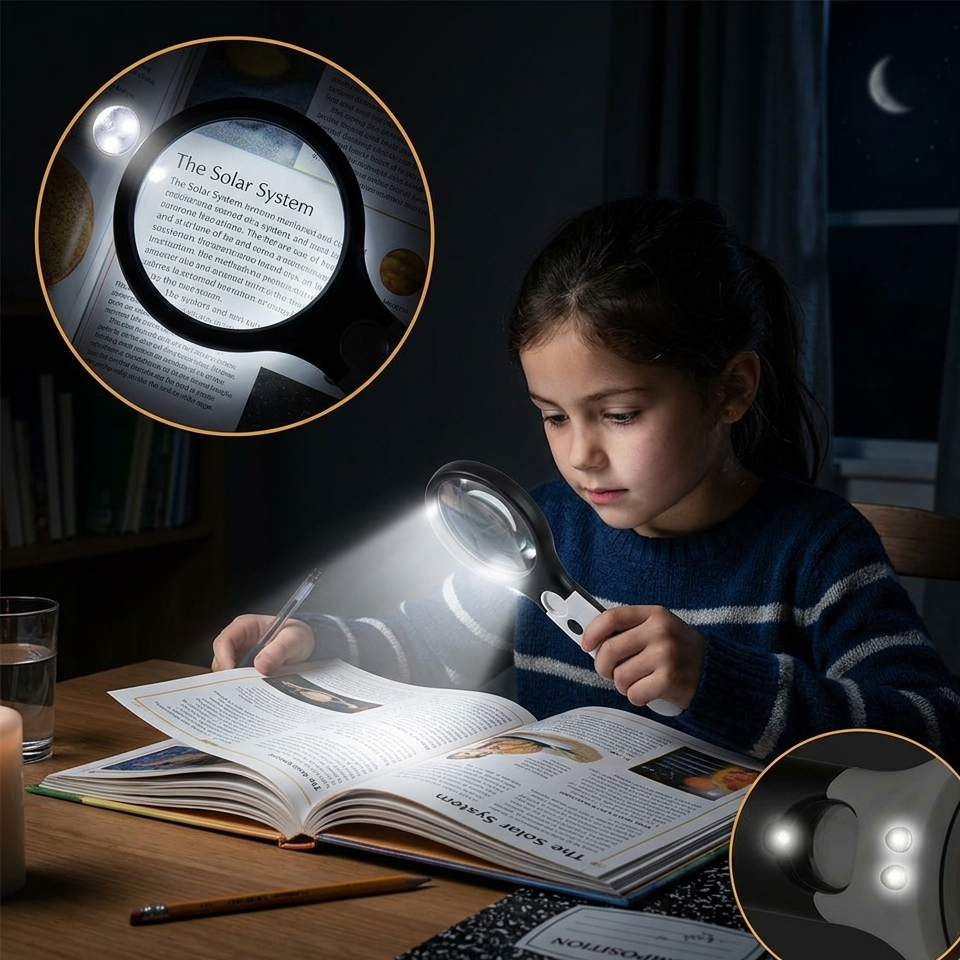(FREE HOME DELIVERY) 3X LED Magnifying Glass with Built-in Light – Reading, Inspection & Repair Lens 🔍