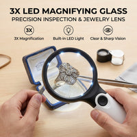 (FREE HOME DELIVERY) 3X LED Magnifying Glass with Built-in Light – Reading, Inspection & Repair Lens 🔍