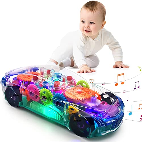 (FREE HOME DELIVERY) Transparent 3D Gear Racing Car Toy – Light & Sound Educational Toy for Kids