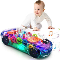 (FREE HOME DELIVERY) Transparent 3D Gear Racing Car Toy – Light & Sound Educational Toy for Kids