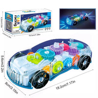 (FREE HOME DELIVERY) Transparent 3D Gear Racing Car Toy – Light & Sound Educational Toy for Kids