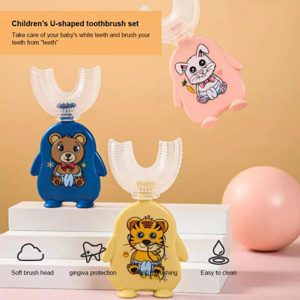 (Pack of 2) Silicone Baby U shaped Tooth Brush, Gum Protector Soft Toothbrush